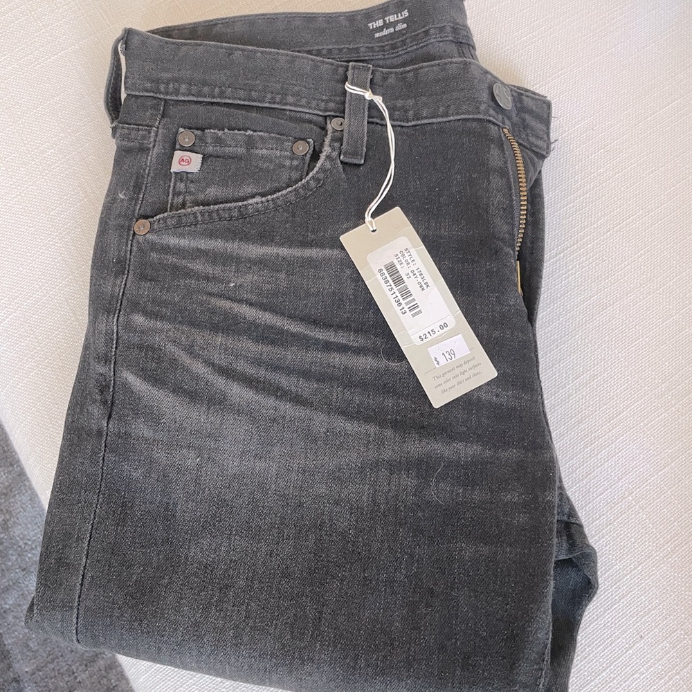 AG Adriano Goldschmied Gray Slim Straight Jeans